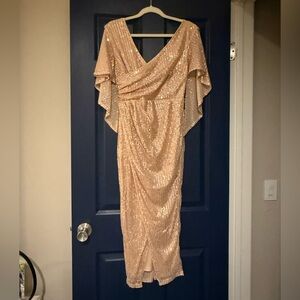 Glamorous Sequin Draped Midi Dress